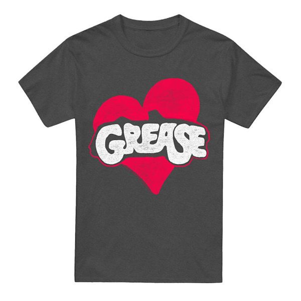 Grease Unisex Vuxen Hjärta T-Shirt S Kolgrå Charcoal S
