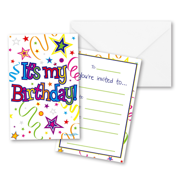 Oaktree It´s My Birthday Ribbon Inbjudningar (Paket med 8) En Storlek White/Multicoloured One Size