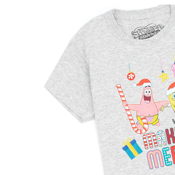 SpongeBob SquarePants Boys Make It Merry Christmas T-Shirt 7-8 Grey Marl 7-8 Years