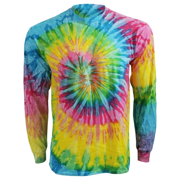 Colortone Adults Unisex långärmad Tie-Dye T-shirt M Rainbow Rainbow M