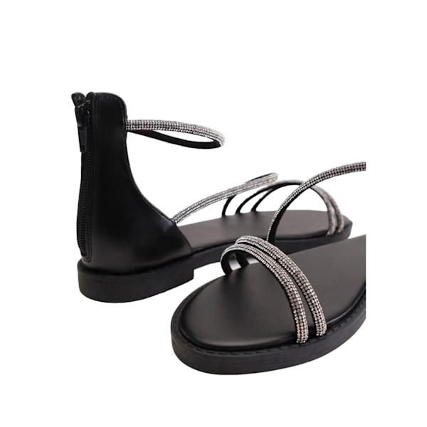 Var är det ifrån Dam/Dam Palmira Diamante PU Rem Sandal Black 5 UK