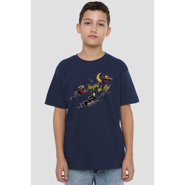 Hocus Pocus Barn/Barn Tonight We Fly Sanderson Sisters T-S Navy 7-8 Years