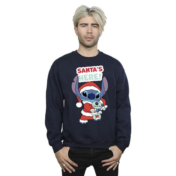 Disney Herr Lilo & Stitch Santa´s Here Sweatshirt S Marinblå Navy Blue S