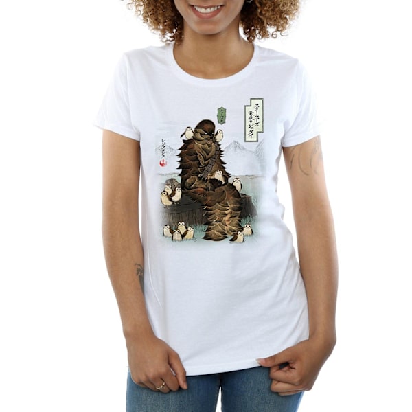 Star Wars Dam/Kvinnor The Last Jedi Japanska Chewbacca Porgs White XL