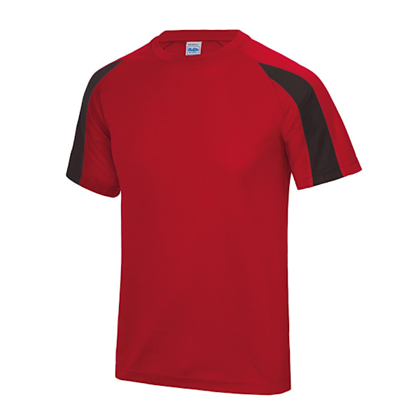 AWDis Cool Herr Kontrast Fukttransporterande T-shirt XXL Eldröd/ Fire Red/Jet Black XXL