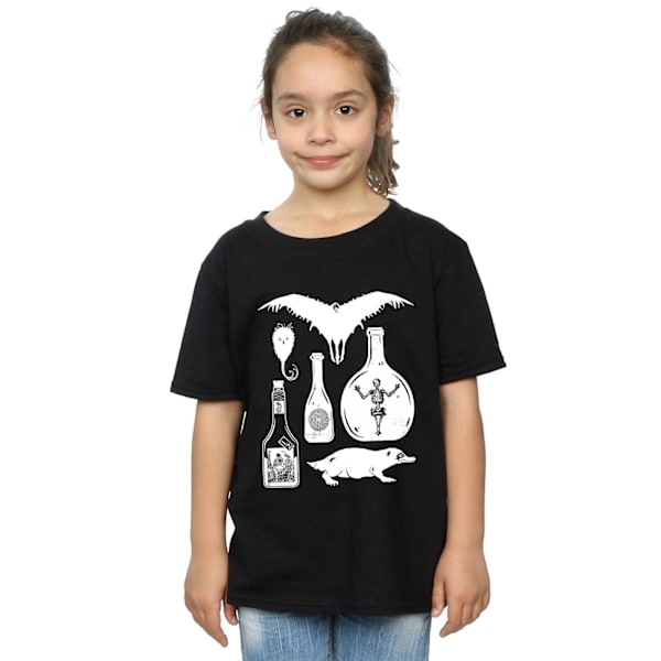 Fantastiska vidunder flickor enfärgade ikoner bomull T-shirt 12-13 år B Black 12-13 Years