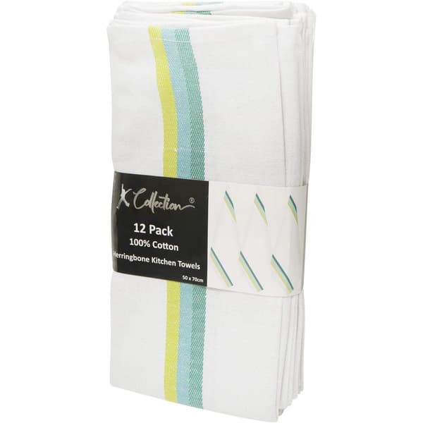 K Collection Randig Diskhandduk Set (12-pack) One Size Grön Green One Size