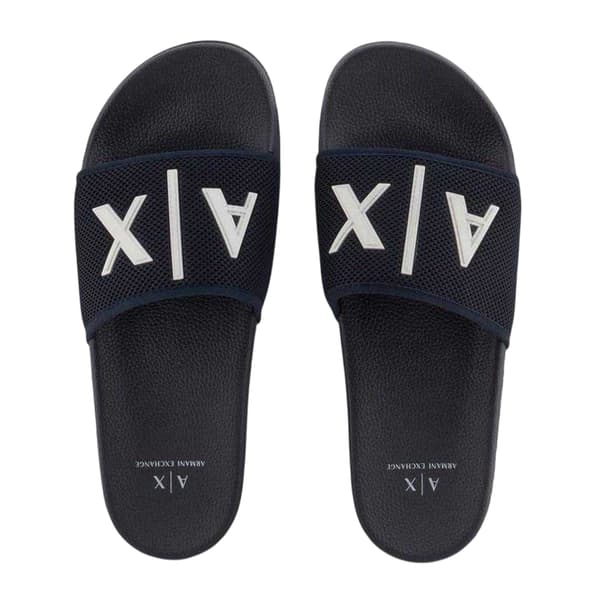 Armani Exchange Herr Logo Flat Slides 9 UK Marinblå Navy Blue 9 UK