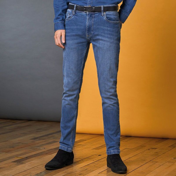 AWDis So Denim Herr Max Slim Jeans 32R Mörkblå Tvätt Dark Blue Wash 32R