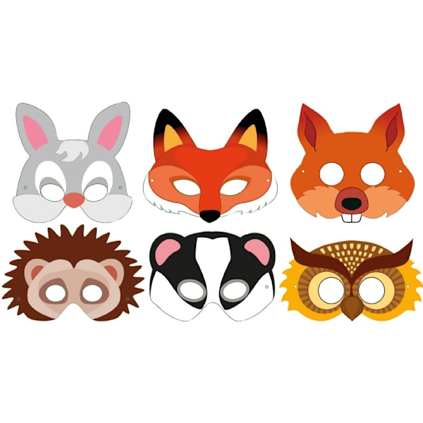 Playwrite Djurfest Mask (12-pack) En Storlek Flerfärgad Multicoloured One Size