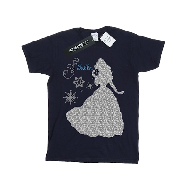 Disney Princess Girls Belle Jul Silhouette Bomull T-shirt Navy Blue 12-13 Years