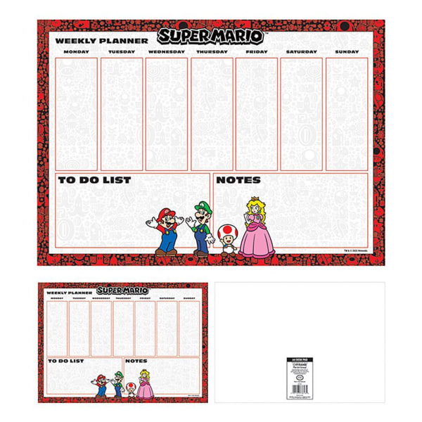 Super Mario Characters A4 Skrivbordsunderlägg One Size Vit/Röd/Svart White/Red/Black One Size