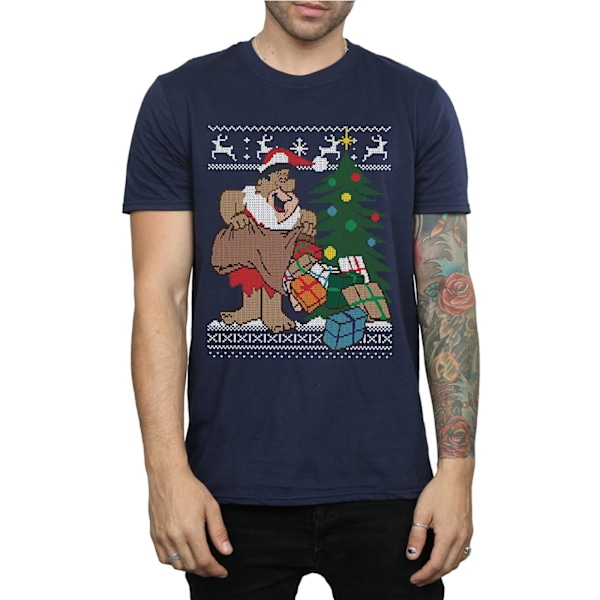 The Flintstones Herr Jul Fair Isle T-shirt S Marinblå Navy Blue S