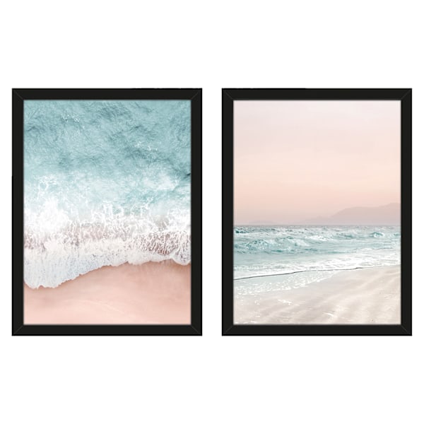 Gemma Bardot Beach Vibes III / IV Inramat Tryck Set (2-pack) Beige/White/Blue 40cm x 30cm