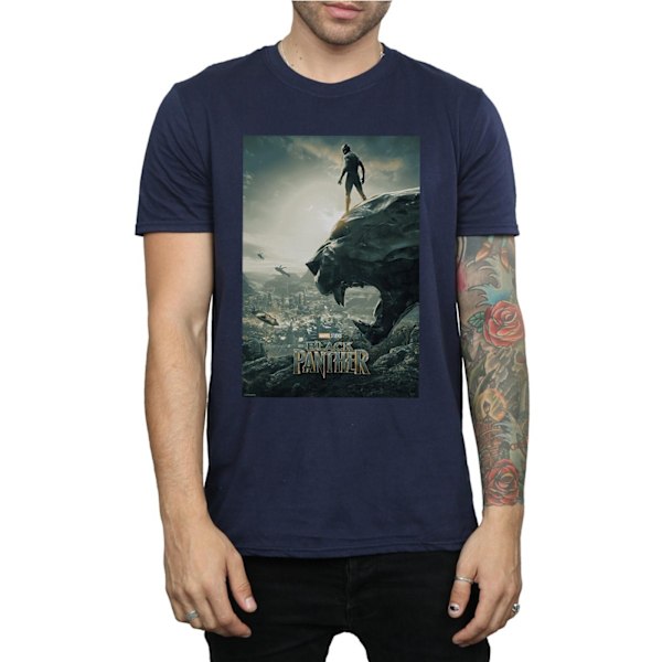 Marvel Herr Svart Panther Poster T-shirt S Marinblå Navy Blue S