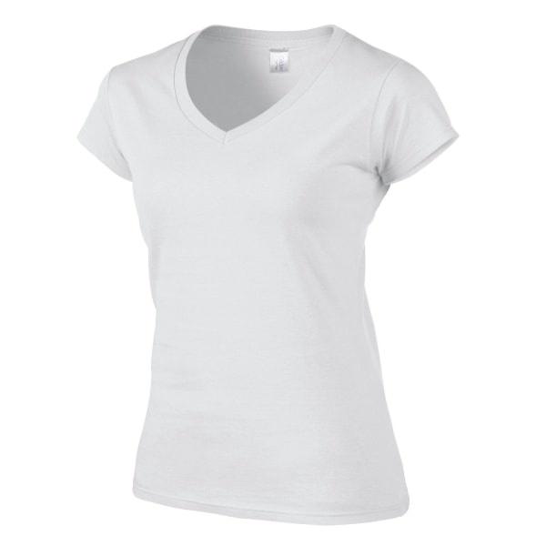 Gildan Dam/Dam Soft Touch V-halsad T-shirt 10 UK Vit White 10 UK
