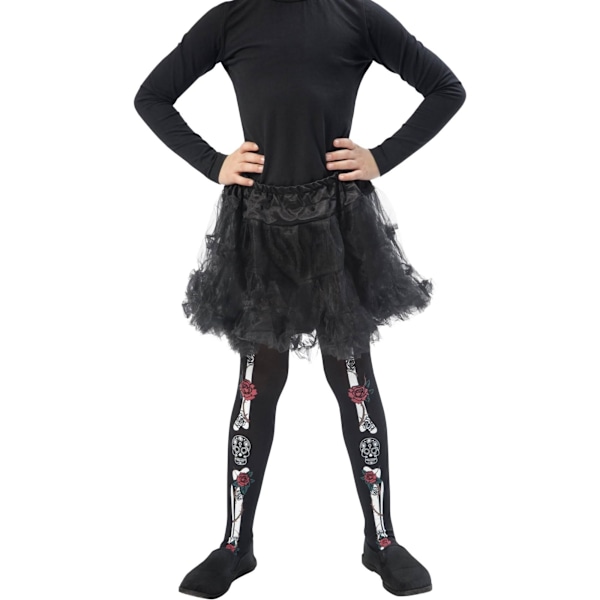 Smiffys Flickor Day Of The Dead Tights 6-12 År Svart Black 6-12 Years