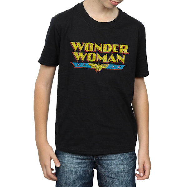 DC Comics Boys Wonder Woman Crackle Logo T-Shirt 7-8 år Svart Black 7-8 Years