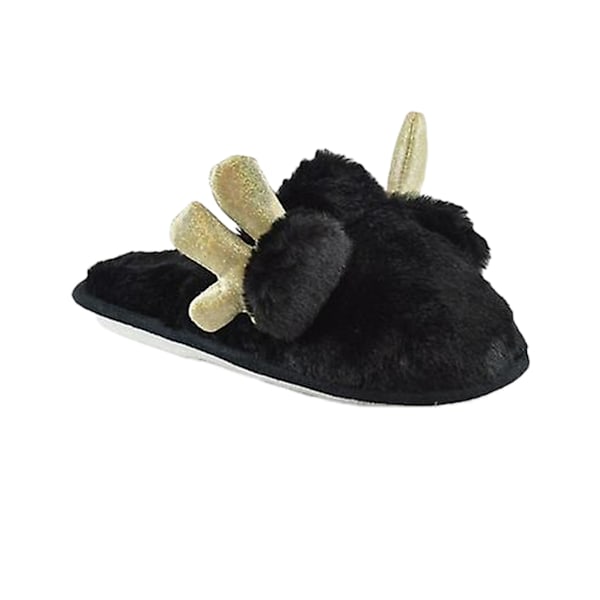 KS Brands Barn/Barn Mule Antler Tofflor 9-10 Barn UK Svart Black 9-10 Child UK