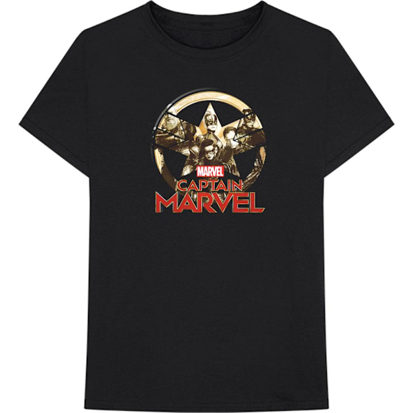 Captain Marvel Unisex Vuxen Star Cotton Logo T-Shirt M Svart Black M