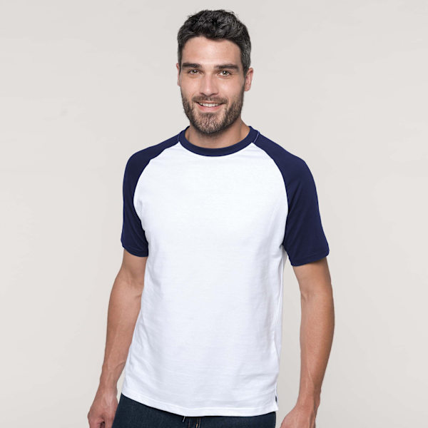Kariban Herr Kortärmad Baseball T-shirt S Vit/Svart White/Black S