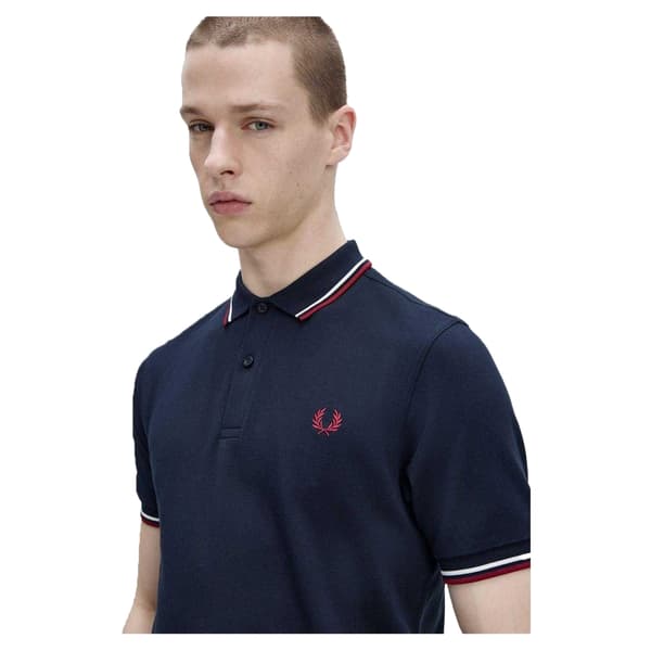 Fred Perry Långärmad Pikétröja för Herr L Marinblå Navy L
