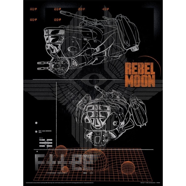 Rebel Moon Ship Specifikationer Metallisk affisch 40cm x 30cm Svart/Orange/ Black/Orange/White 40cm x 30cm