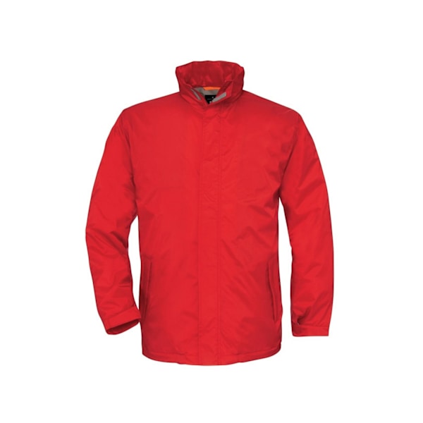 B&C Herr Ocean Shore Vattentät Fleecefodrad Jacka med Huva 2XL Red 2XL