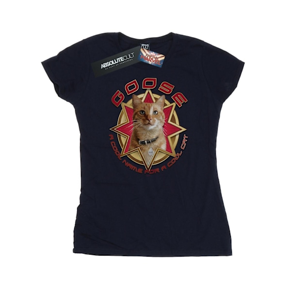 Marvel Womens/Ladies Captain Marvel Goose Cool Cat Bomull T-shirt Navy Blue M