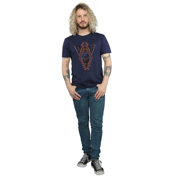 Marvel Herr Svart Panter Tribal Huvuden T-shirt S Marinblå Navy Blue S