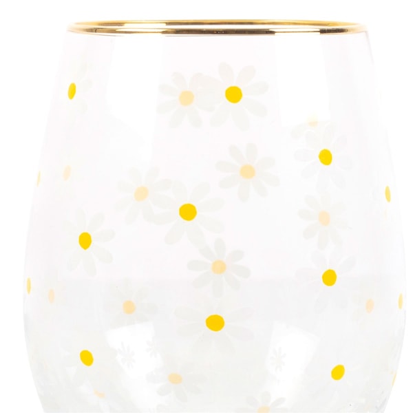 Something Different Spring Time Daisy Fotprydnad Vinglas En Storlek White/Yellow One Size