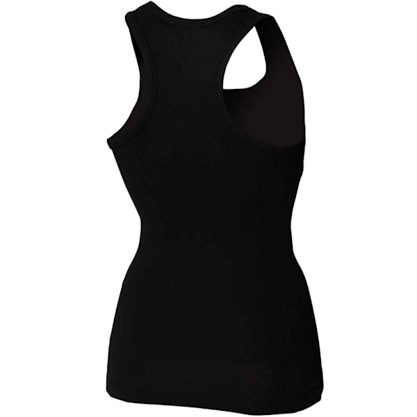 Skinni Fit Dam/Kvinnor Ribbade Stretch Racerback Vest Top M Svart Black M