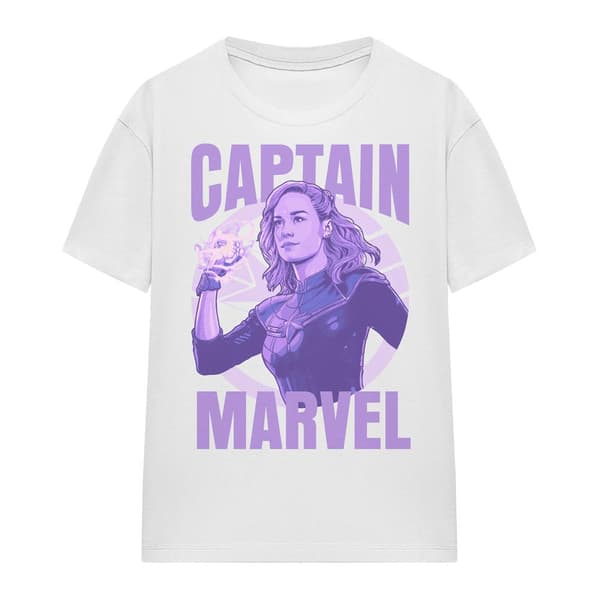 Captain Marvel Dam T-Shirt S Vit White S