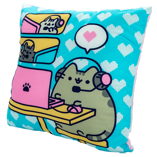 Pusheen Polyester Hearts Kudde En Storlek Baby Rosa/Blå Baby Pink/Blue One Size