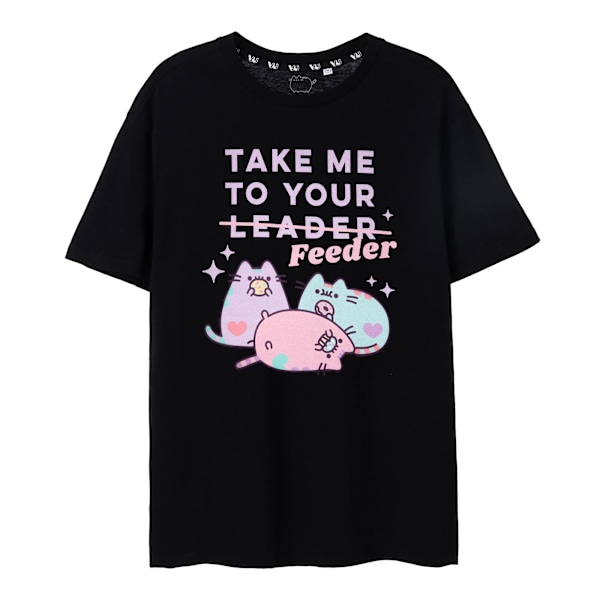 Pusheen Dam/Damer Ta Mig Till Din Matare T-Shirt XL Svart Black XL