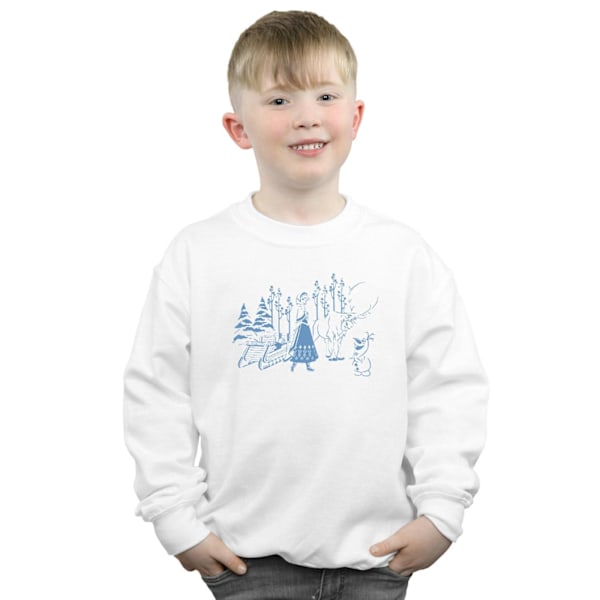 Disney Boys Frozen Anna Sven Och Olaf Sweatshirt 7-8 År Vit White 7-8 Years