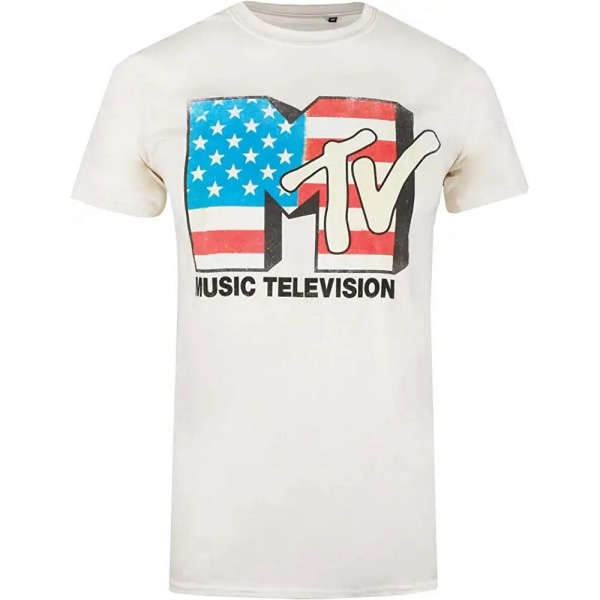 MTV Mens Americana Acid Wash T-shirt L Natural Natural L
