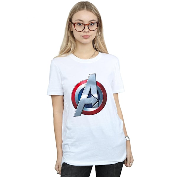 Marvel Womens/Ladies Avengers 3D Logo Bomull Boyfriend T-Shirt White L