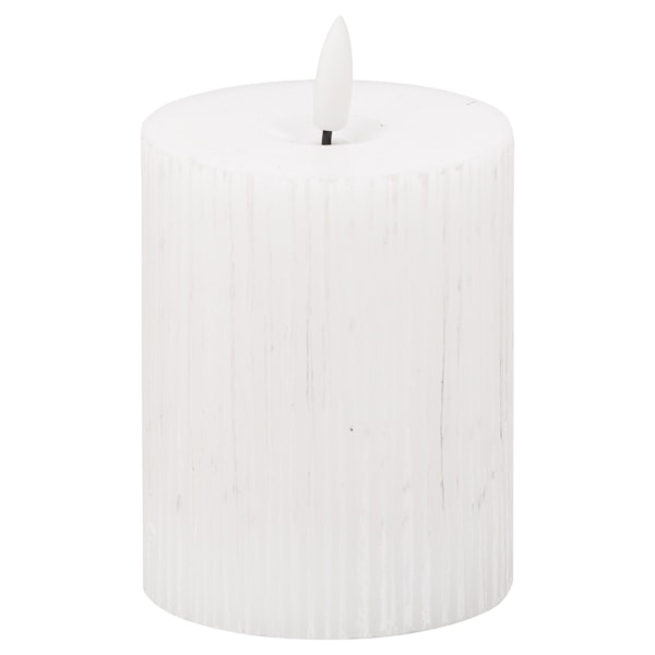 Hill Interiors Luxe Collection Ribbed Natural Glow Elektrisk Ljus White 15cm x 7cm x 7cm