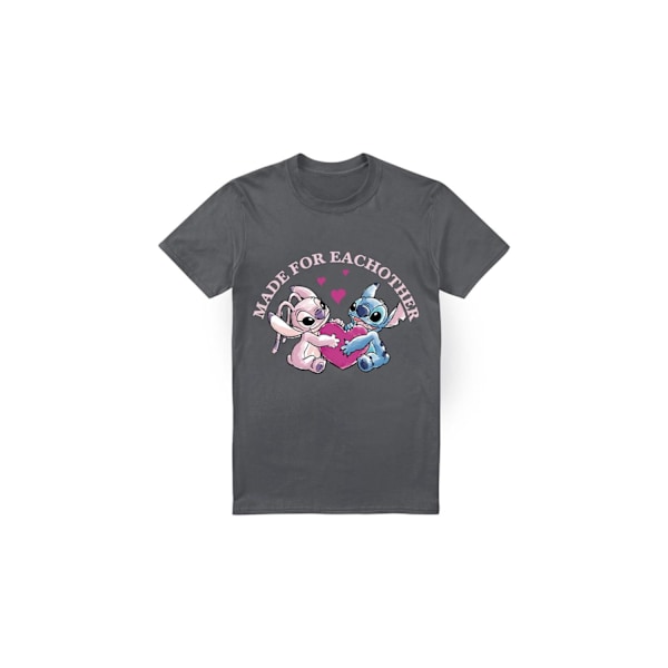 Lilo & Stitch Herr Made For Each Other T-Shirt 3XL Kolgrå Charcoal 3XL