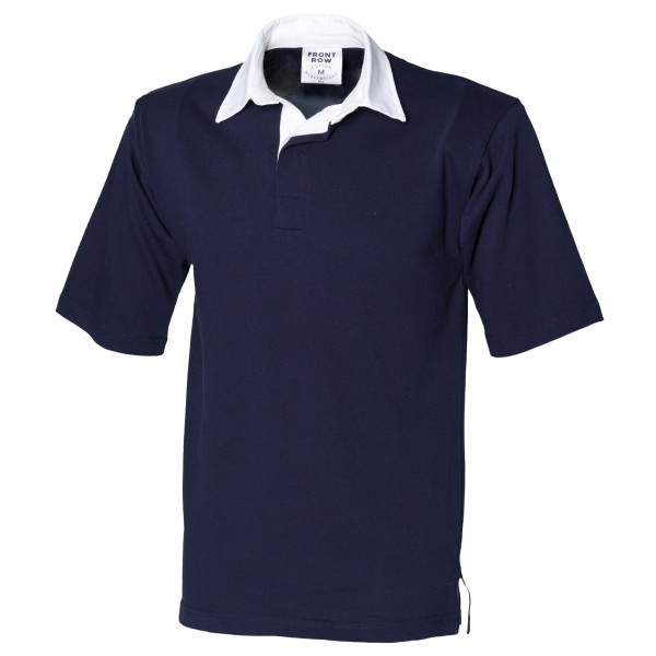 Front Row Kortärmad Sport Rugby Polo Shirt L Marinblå Navy L