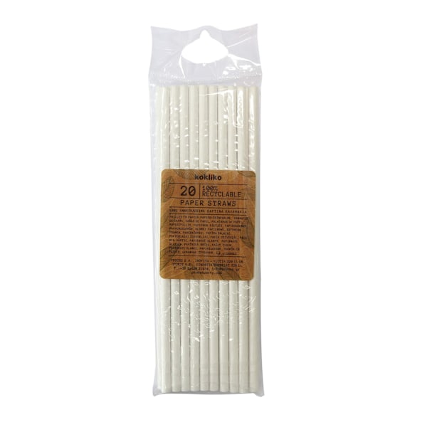 Procos Pappers Sugrör Engångs (Förpackning om 20) En Storlek Vit White One Size
