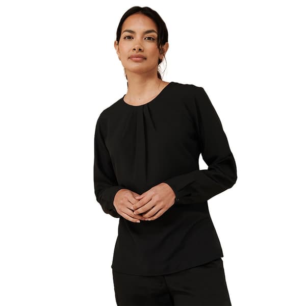 Henbury Dam/Damer Garn Plisserad Framtill Långärmad Blus L Bl Black L