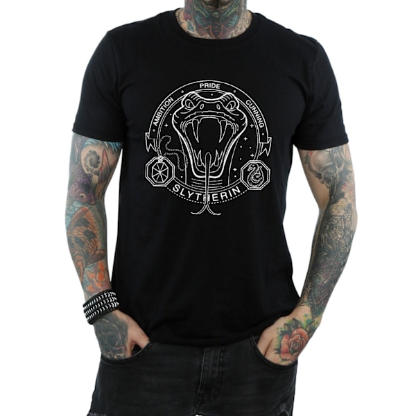 Harry Potter T-shirt i bomull för män, Slytherin, L, svart Black L