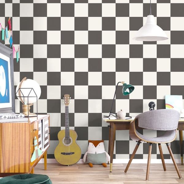 Holden Décor Check This Out! Tapet 10m x 53cm Kol/Vit Charcoal/White 10m x 53cm