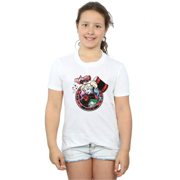 DC Comics Girls Harley Quinn Joker Patch bomull T-shirt 3-4 Ja White 3-4 Years