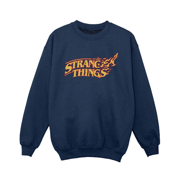 Netflix Boys Stranger Things Logo Breaking Sweatshirt 9-11 år Navy Blue 9-11 Years