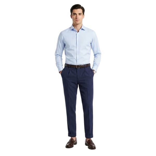 Boss Herr Genius Veckade Chinos 36R Blå Blue 36R