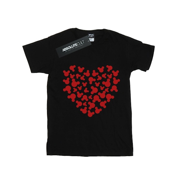 Disney Girls Mickey Mouse Hjärt Silhuett Bomull T-shirt 7-8 år Black 7-8 Years