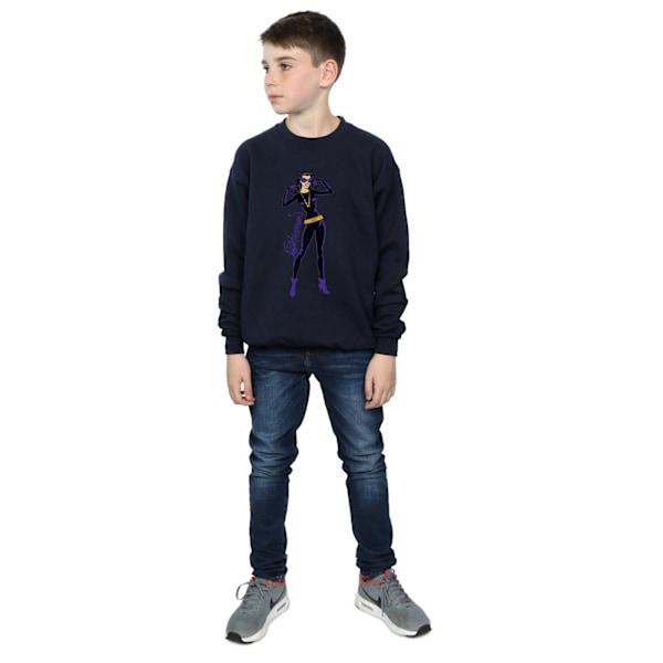 DC Comics Boys Catwoman Happy Pose Sweatshirt 5-6 år Marinblå Navy Blue 5-6 Years